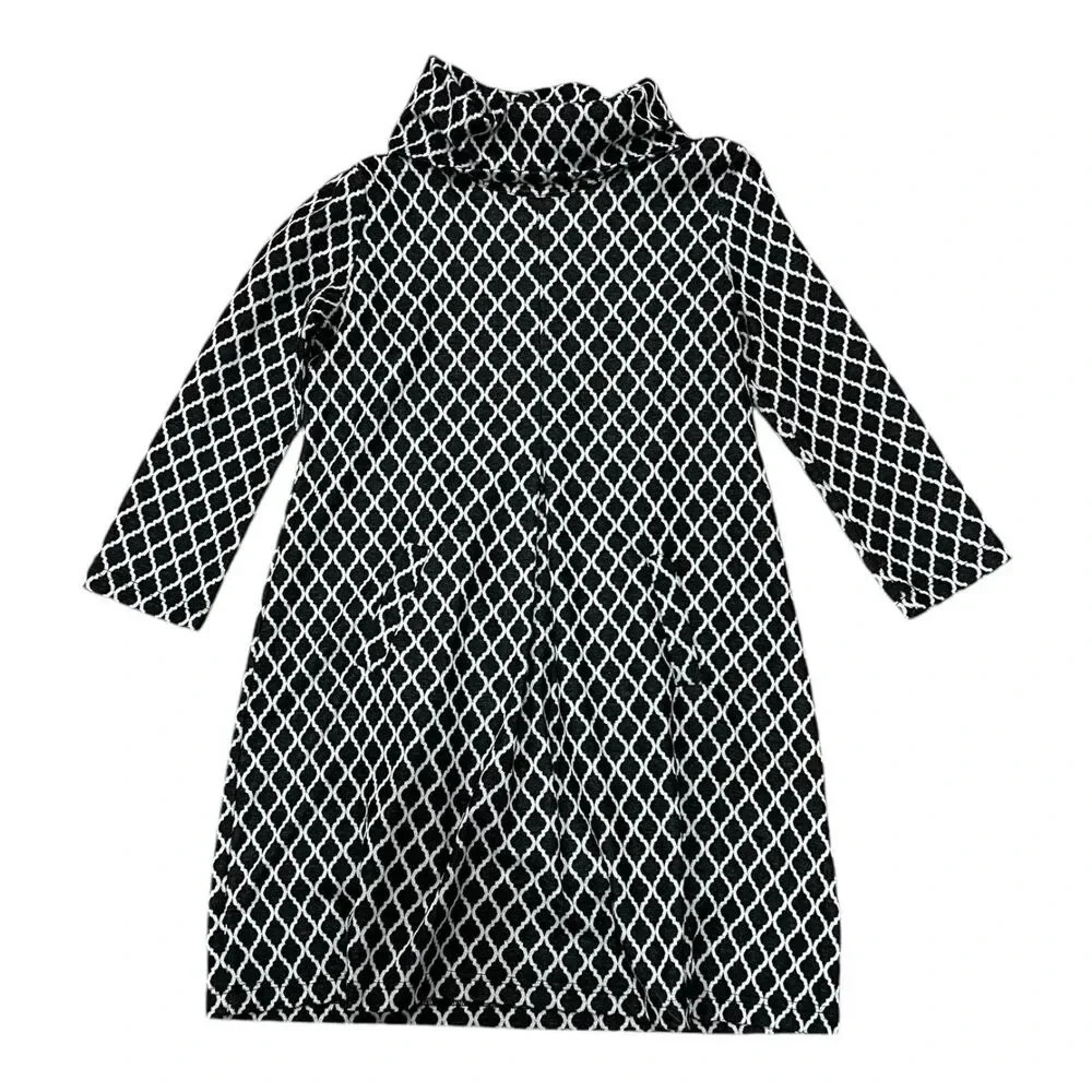 Tyler Boe Black Kim Argyle Cowl Neck Mini Sweater Dress M